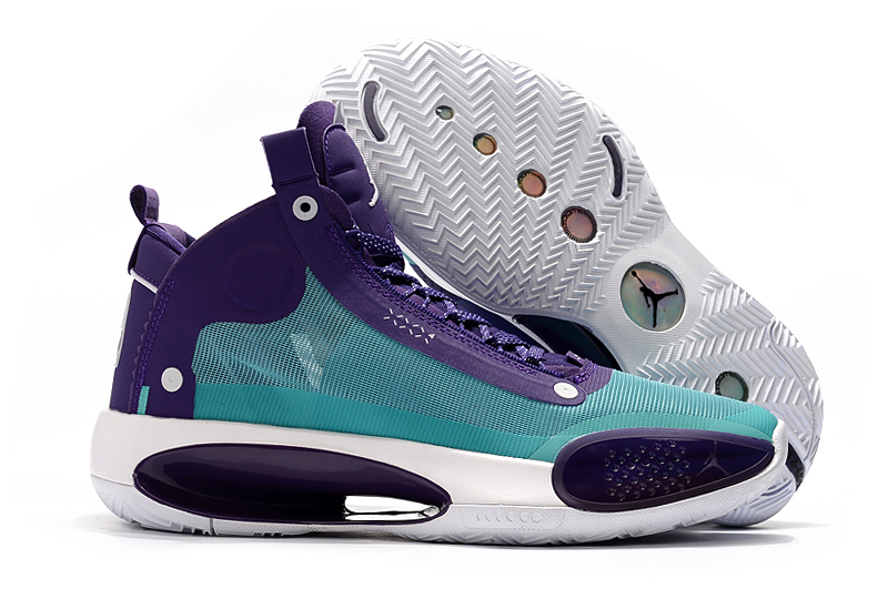 2020 Air Jordan 34 Purple Jade White Shoes